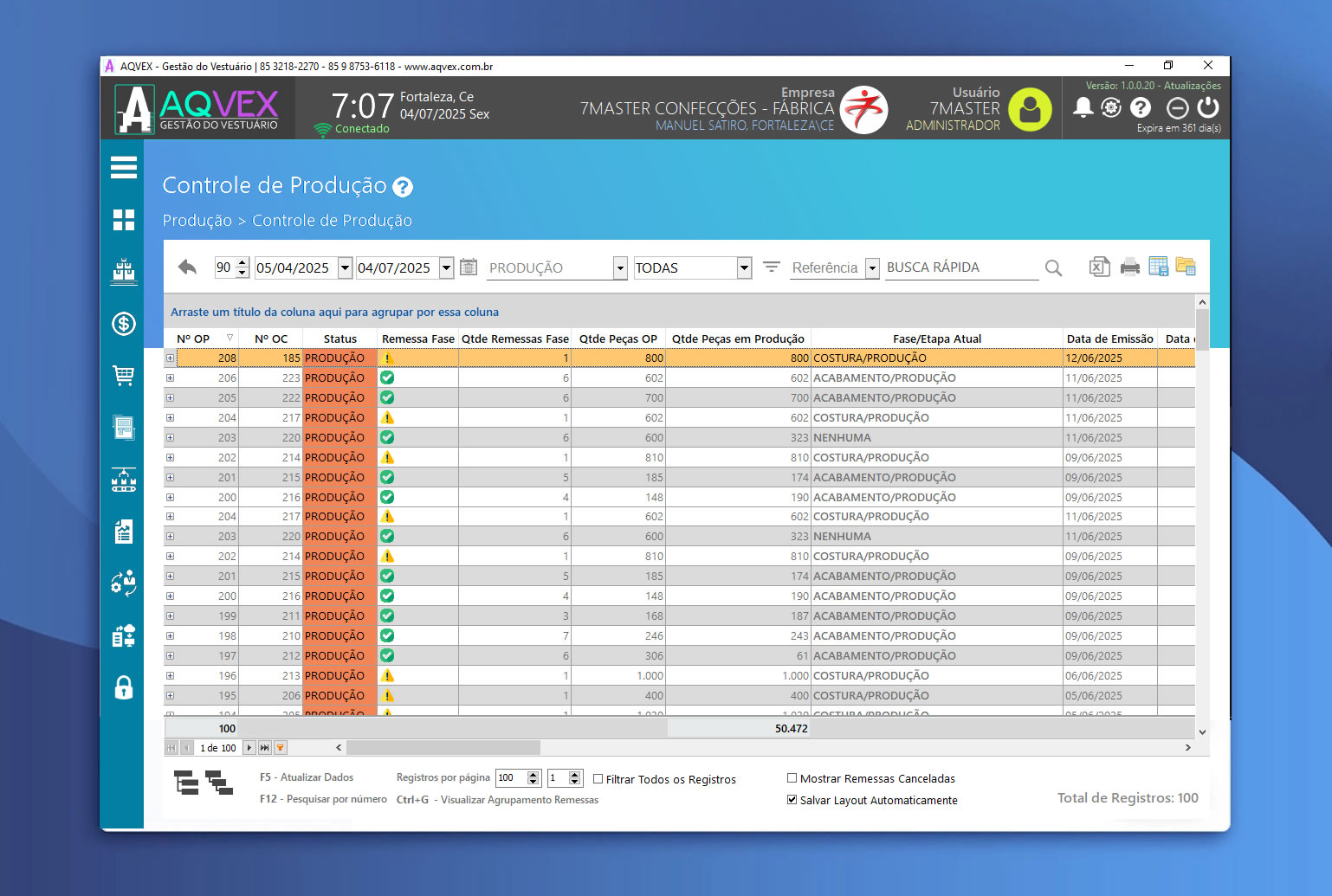Interface do Sistema AQVEX